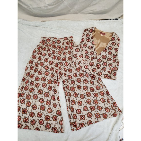 Worthington Pants - Vintage Cropped Wide Leg Pants 12 Vest Top Medium Set Outfit Bohemian Festival